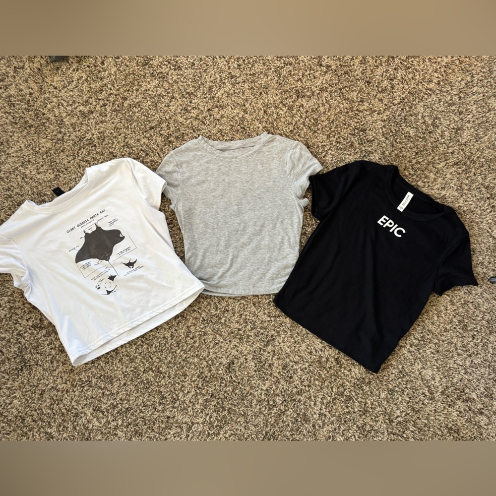 Baby tees- White, Gray, Black